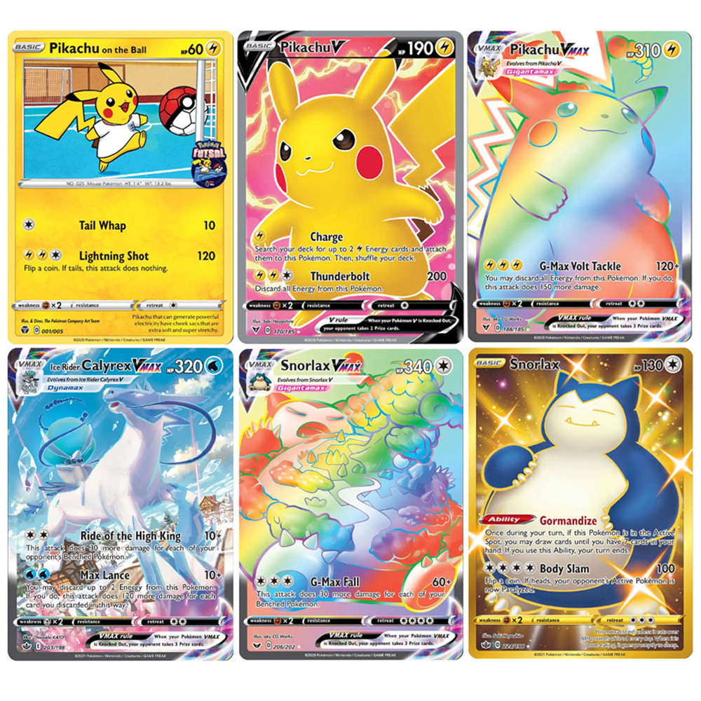 PKM Foil Cards Sword-Shield PROXY Cards VMAX Pikau Calyrex Snorlax Marnie Rare Game Collection Cards