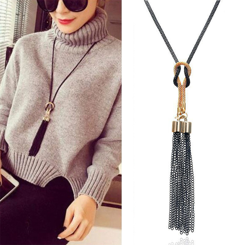 Machinegard Kalung Rumbai Sweater Korea Style Kalung Panjang Etnik Necklace Minimalis Aksesoris Wani