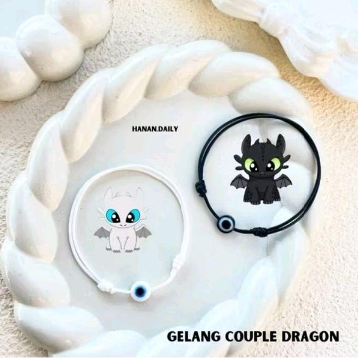Gelang Couple evil eye hitam putih/gelang couple dragon tali korea