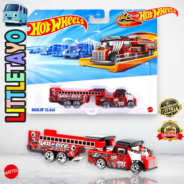 Hot Wheels Track Fleet Haulin Class Merah Diecast Truck Derek Towing Hauler Rig