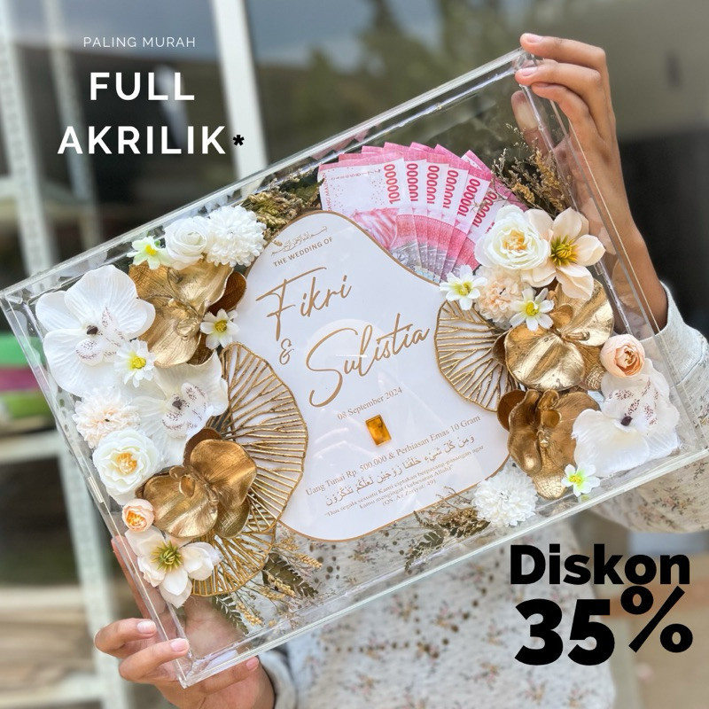 Free Packing Kayu  Mahar Akrilik Mahar Murah Mahar Nikah Mahar Pernikahan Mahar Transparan