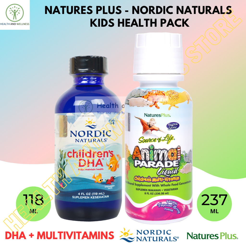 Nordic Naturals Children DHA Liquid 118 mL Natures Plus Animal Parade Liquid Multivitamins 237 mL