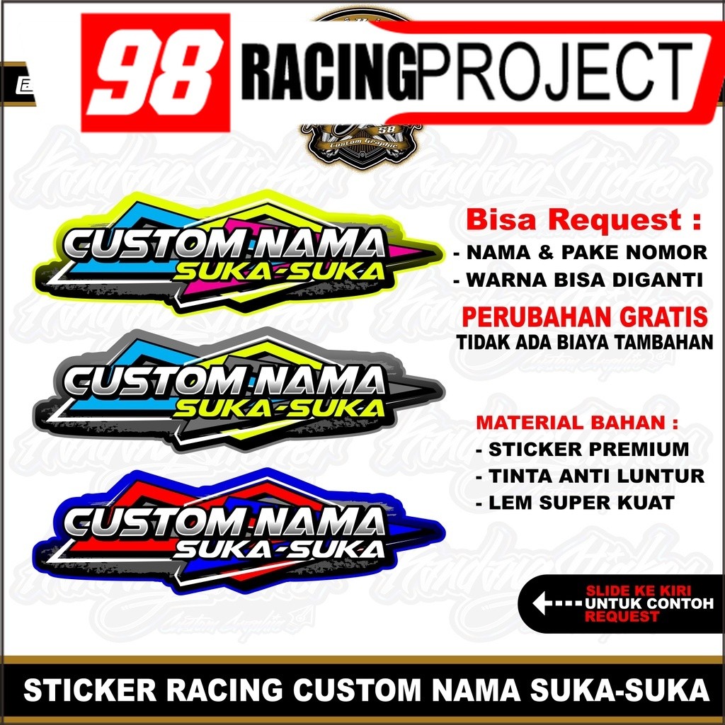 Stiker Racing Custom Satuan Nama Suka Suka Sticker Custom Stiker Timbul Sticker Motor Stike