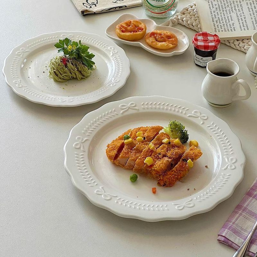 [siggi] COQUETTE Plate / Piring Bentuk Pita / Korean Style Tableware / Piring Keramik Premium