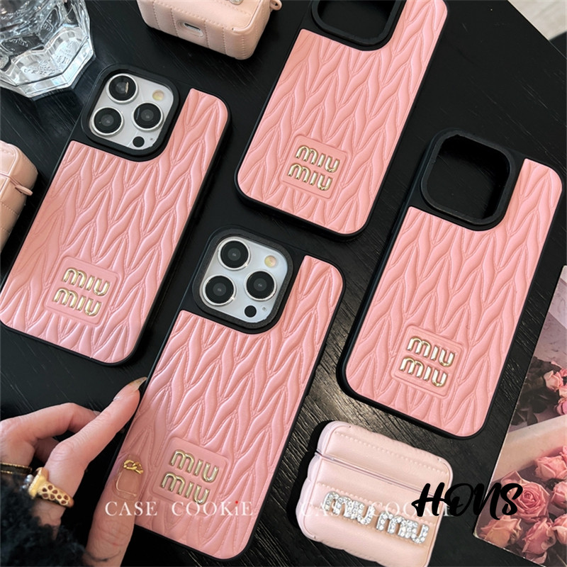 Chanel-style minimalist leather case for iPhone 15 Pro Max compatible with 14 Pro Max and 17 Pro Max