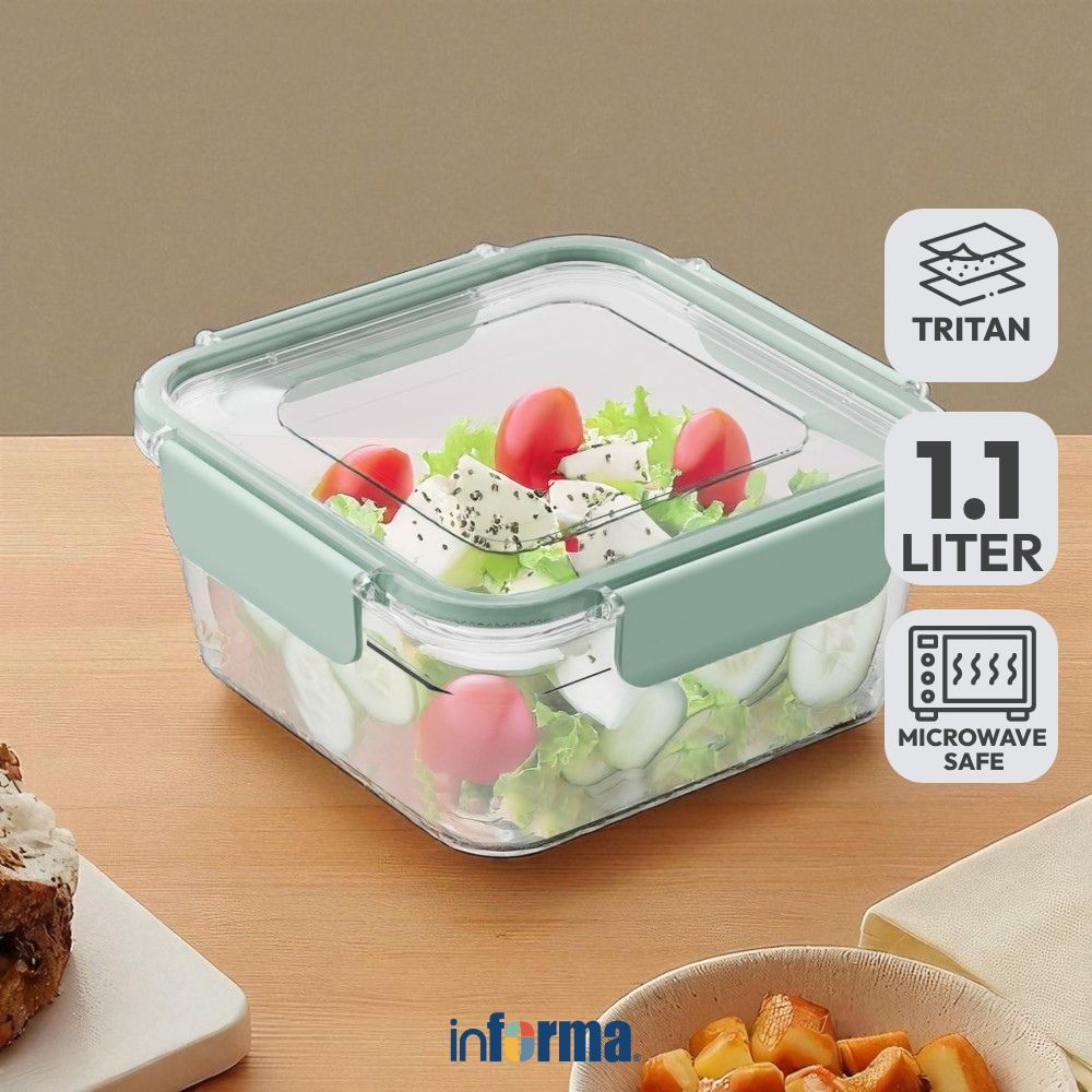 Informa Appetite 1.1 ltr Lucy Wadah Makanan Square - Hijau Kotak Makan Food Container Tempat Bekal L