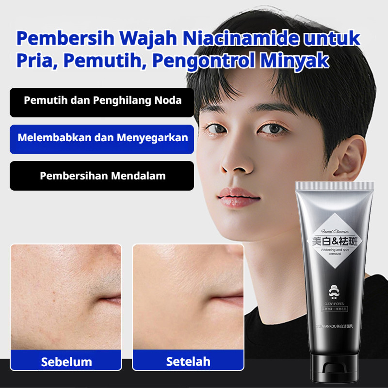 Mencerahkan Instan & Kontrol Minyak JMY Skincare Pria Niacinamide Facial Wash / Anti Komedo / Mencer
