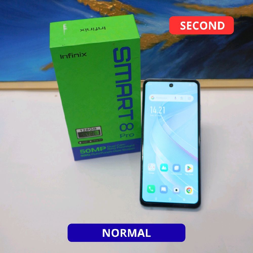 INFINIX SMART 8 PRO 8/128 GB - HP SECOND ORIGINAL SINAR MUTIARA CELL