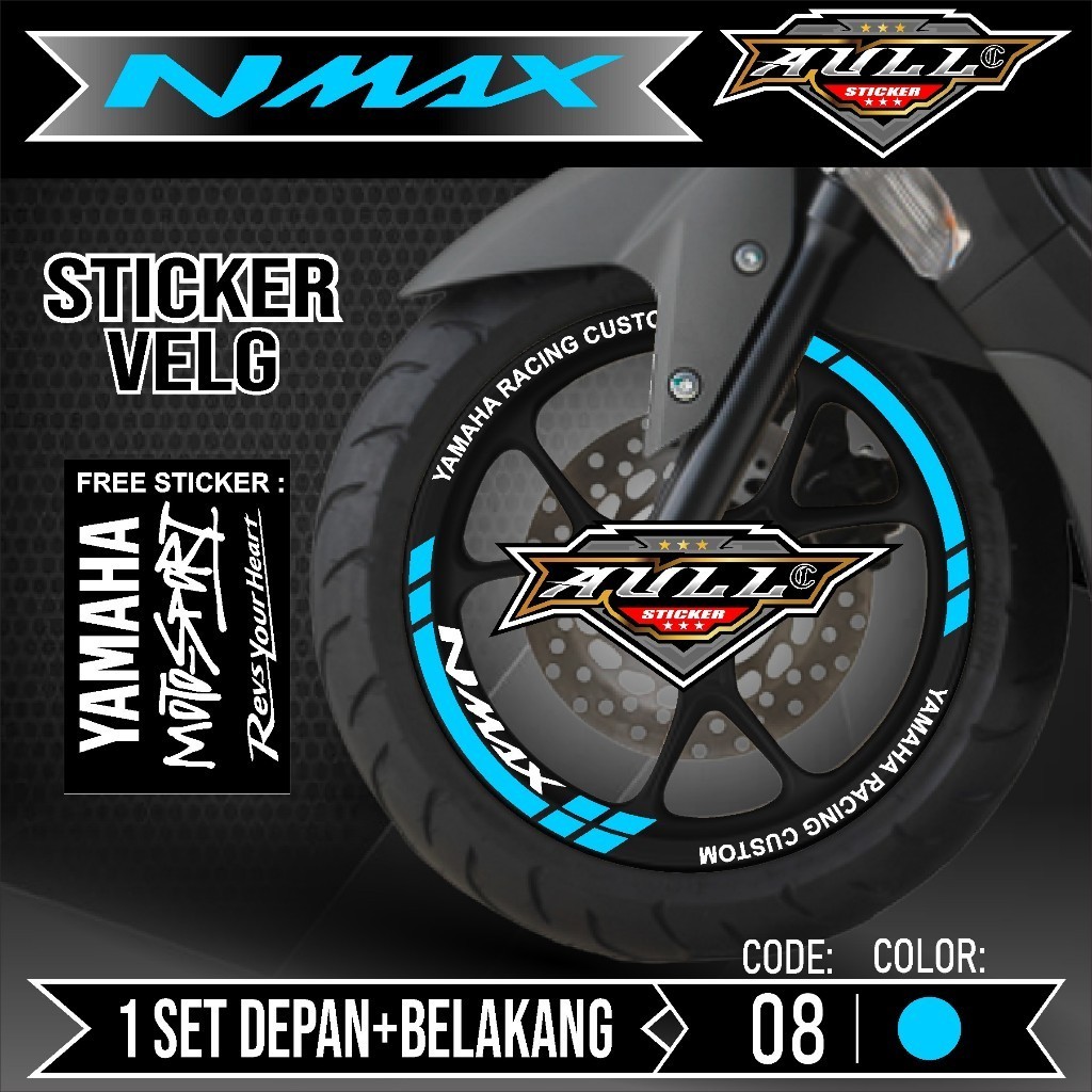 Sticker Velg Nmax Cutting Velg Motor Yamaha NMAX Old List Stiker Cutting Velk Ban Variasi Set Depan 