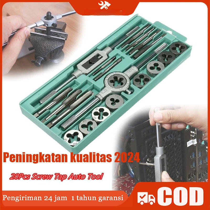 TAP DIE SET 12 PCS ALAT SENAI DAN TAP ULIR DRAT MUR BAUT 12 PCS