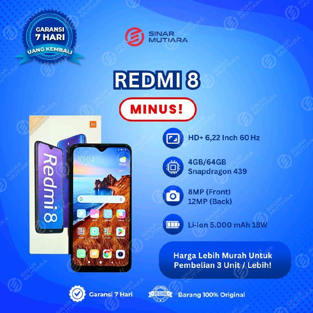 XIAOMI REDMI 8 4/64 GB GRADE C - MINUS  HP SECOND ORIGINAL SINAR MUTIARA CELL