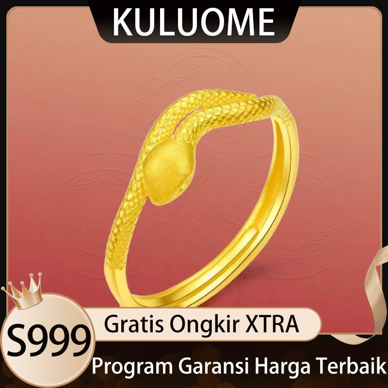 KULUOME Cincin Emas Metode Kuno Gelang Ular Cincin Warna Emas Bentuk Ular Cincin Ular Melilit yang D