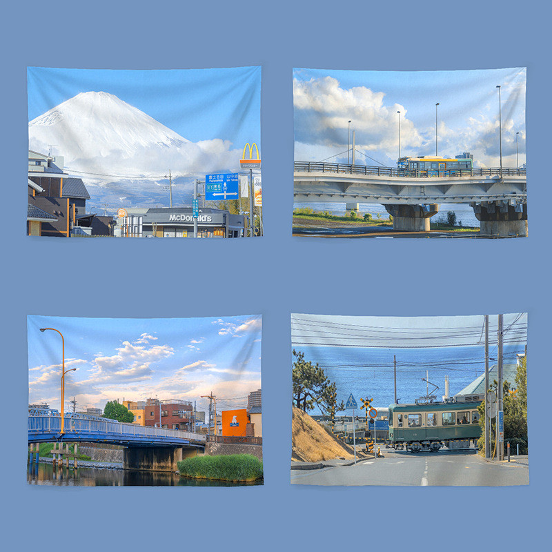 Kain Latar Belakang Pemandangan Gaya Jepang Kain Dekorasi Dinding Kamar Tidur Kain Gantung Asrama Ka