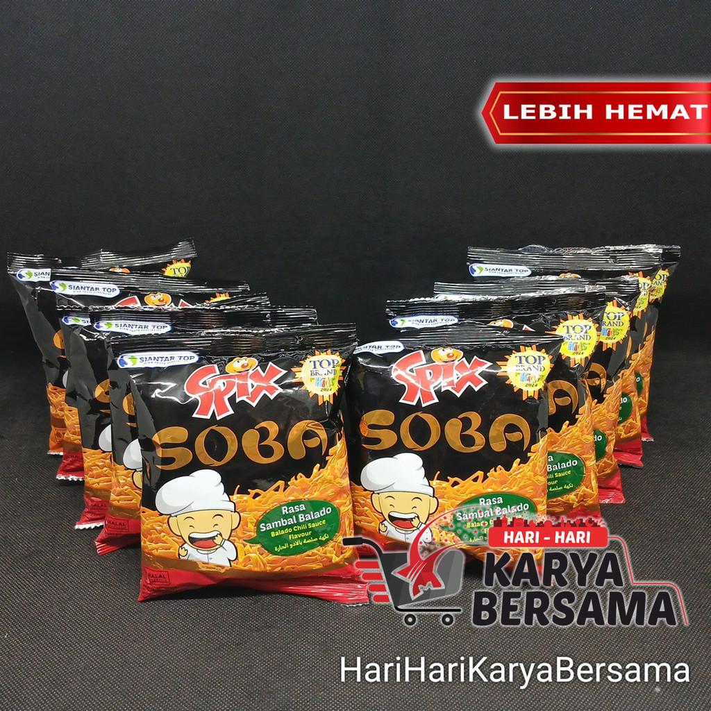 MAKANAN RINGAN SNACK SIANTAR TOP SPIX SOBA RASA SAMBAL BALADO PACK 10'S X 21GR
