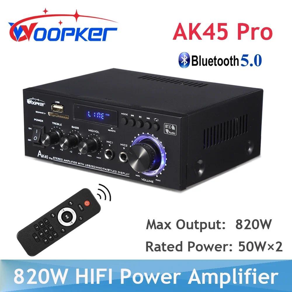 Woopker AK45 Pro 820W HiFi gital Amplifier annel 2.0 Bluetooth Auo AMP Bass Speaker Rated Power 50W×