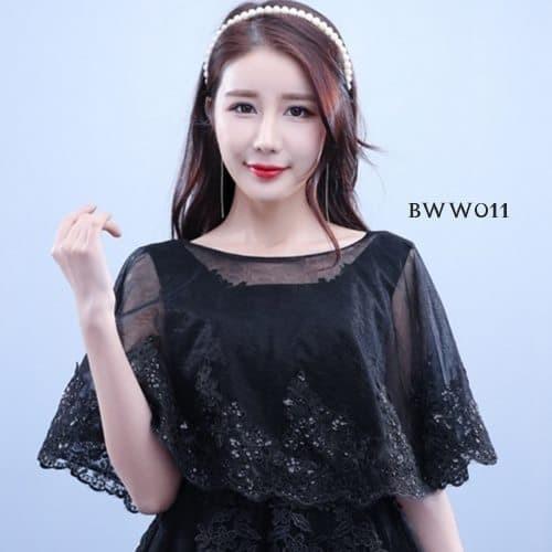 Aksesoris Bolero Pesta Wedding Korea Lace Hitam BWW011