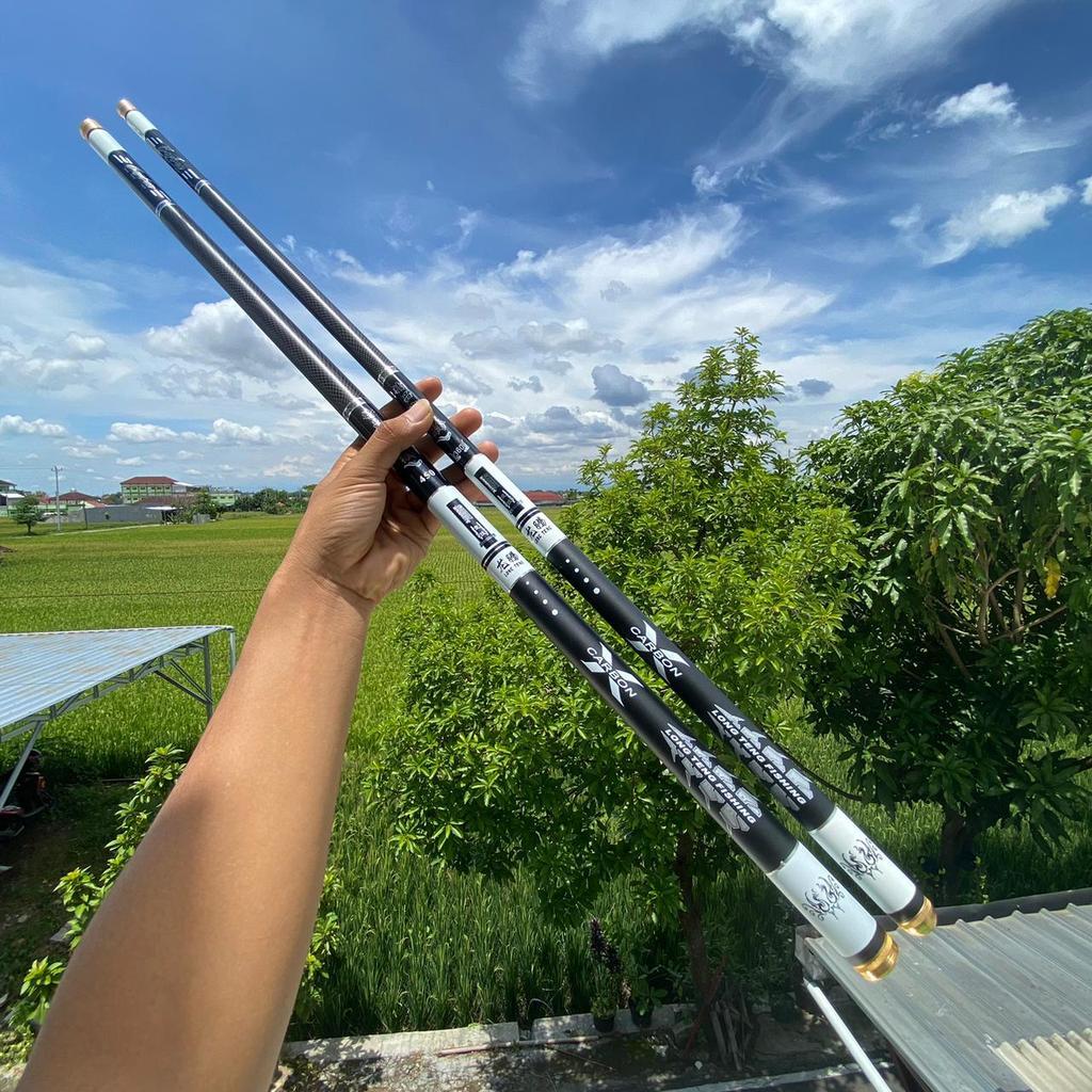 Joran Tegek LONG TENG Bahan Carbon Import Action Kaku Harga Murah Ros Panjang
