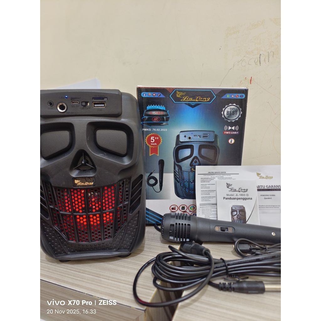 SPEAKER + MIC JINLONG JL 1803 AC 5 INCH SUPER BASS FM RADIO BLUETOOTH