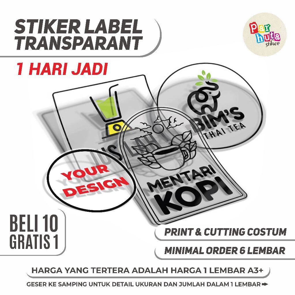 CETAK STIKER TRANSPARAN / LABEL MAKANAN  TRANSPARAN / LABEL PRODUK / STIKER LABEL USAHA / STIKER TRA