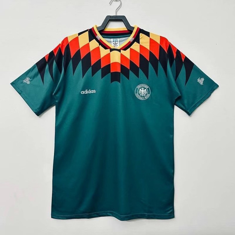 Jersey Olahraga Seragam Sepak Bola 1994/Jerman Away Klasik Retro Bordir Olahraga