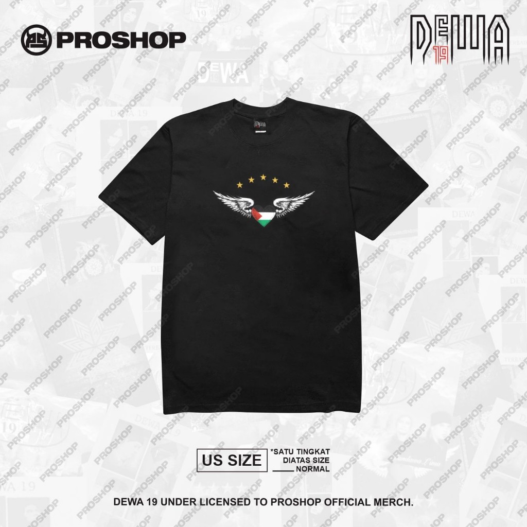 Proshop | Bintang 5 Palestine Dewa 19 Tshirt | Kaos Pria Kaos Distro | Hitam | Original Tee