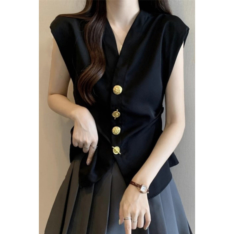 Mode Baru V Rompi Berkerah T Baju Wanita KAOS