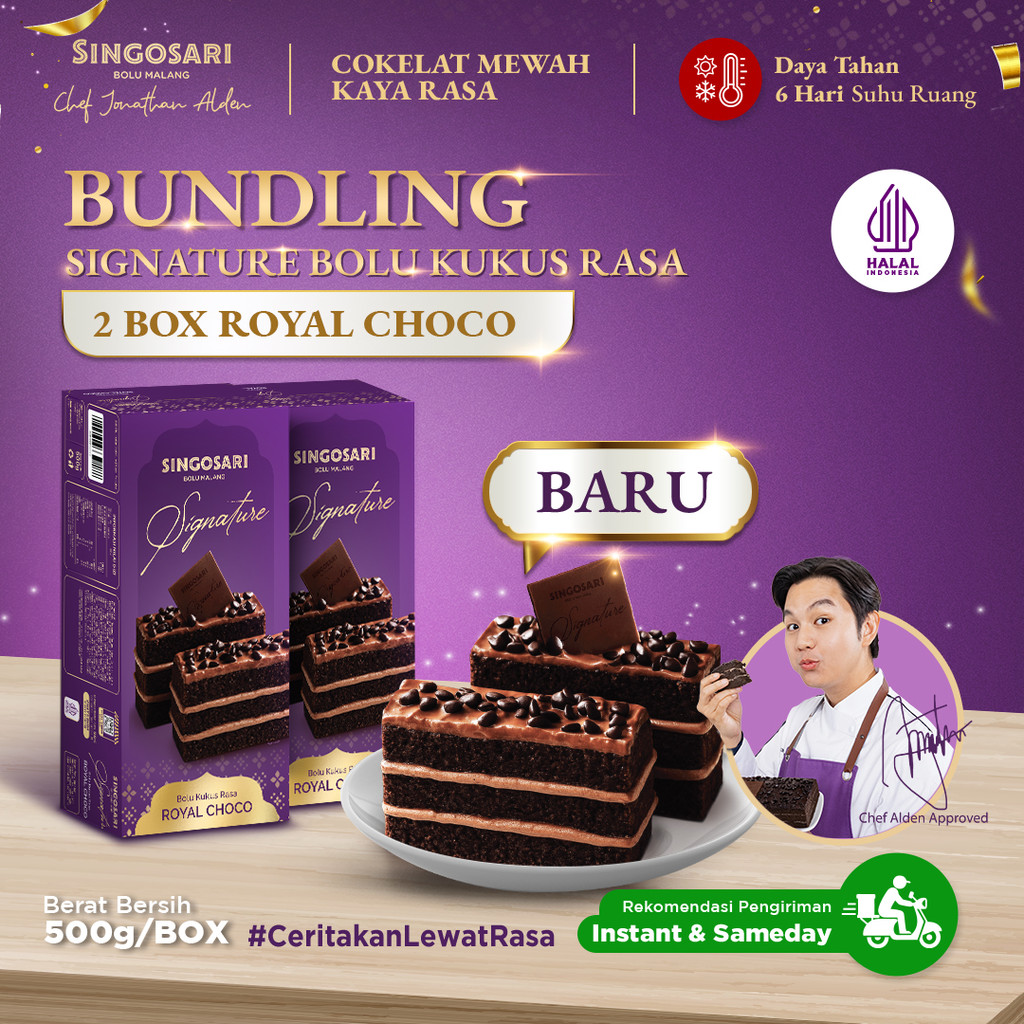 [BARU] Bundling Bolu Kukus Singosari Signature Royal Choco 2 Box – Bolu Cokelat Lembut & Kaya Rasa