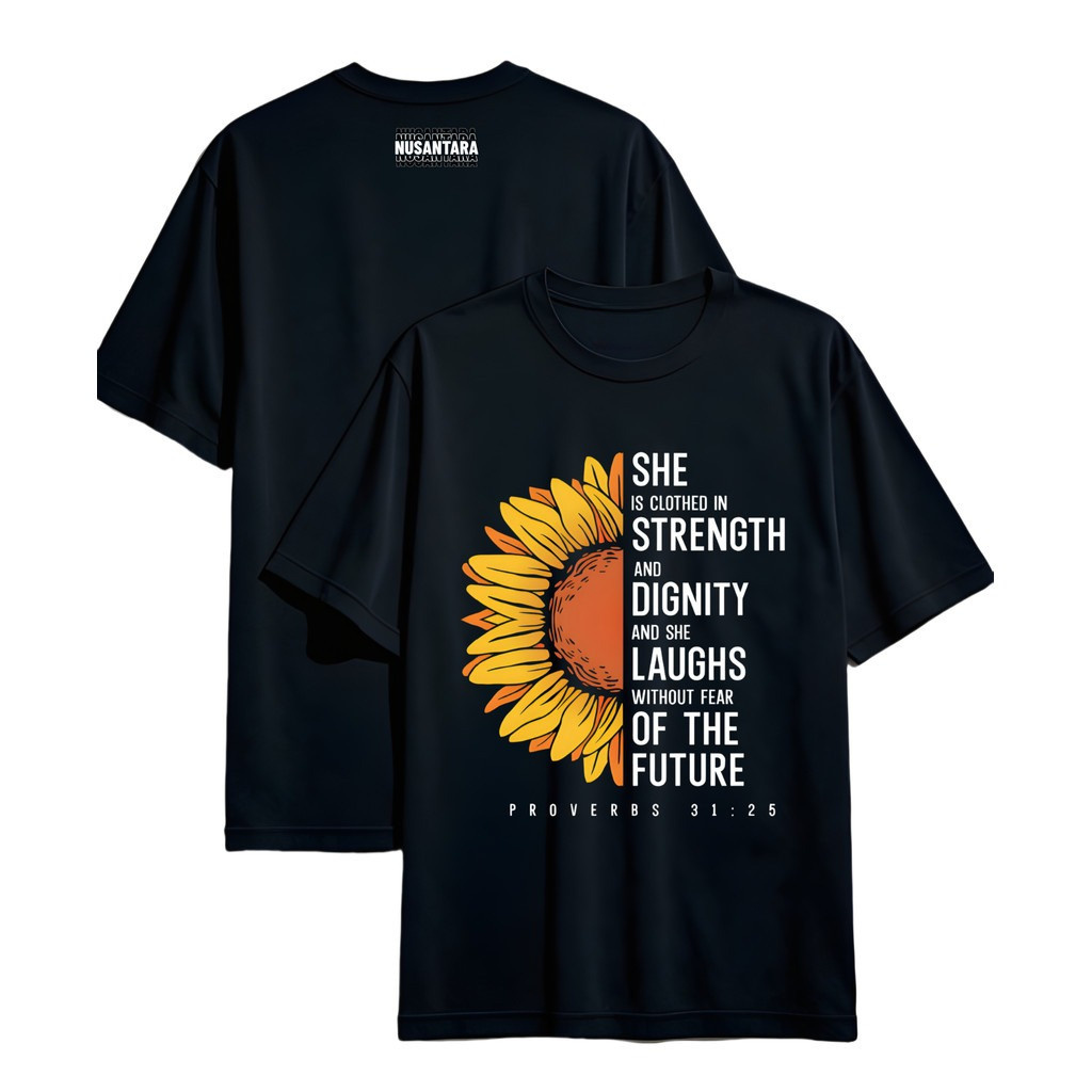 Kaos Pria Wanita Unisex Pola Bunga Matahari - Kaos Hitam