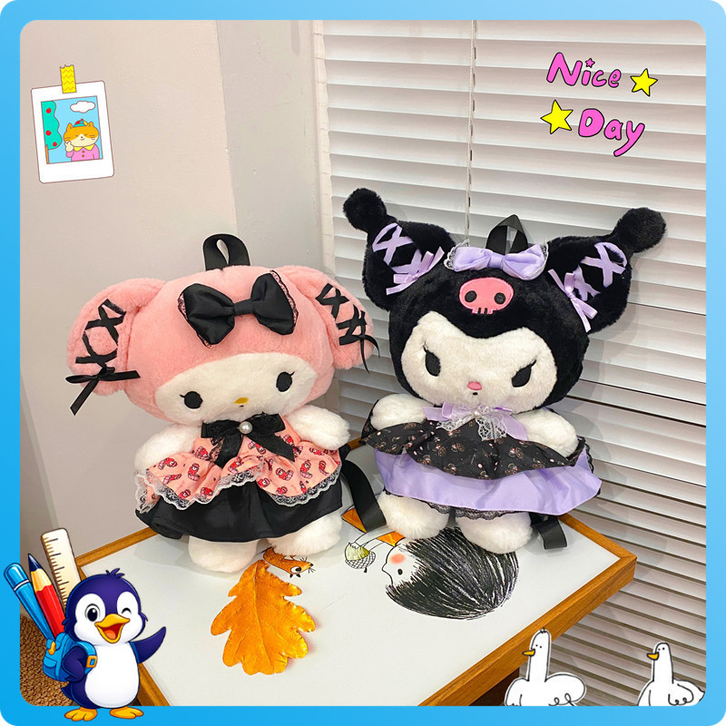 Tas Bulu Karakter Sanrio Kuromi/Melodi Tas Boneka Tas Punggung Cocok Untuk Berwisata Gaya Jepang