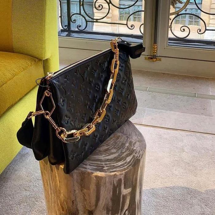 LV LOUIS VUITTON COUSSIN MM -Army / Black Leather-