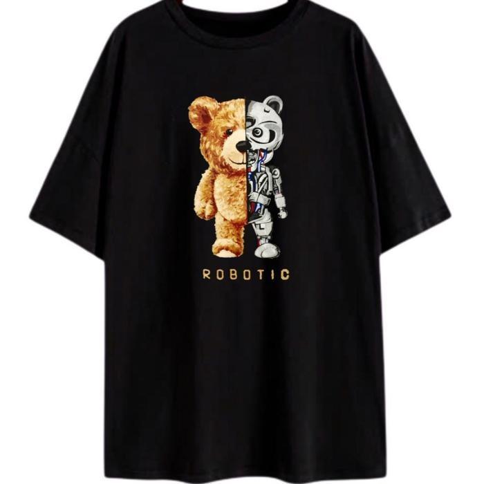 ( COD )  SUPER JUMBO XL-XXL-XXXL-XXXXL - ROBOTIC - ATASAN JUMBO - T-SHIRT - PAKAIAN - HITAM 4L, XL L