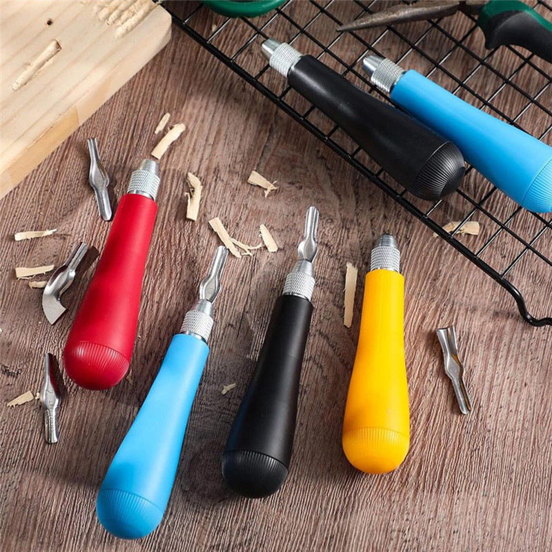 AT05-Linoleum Blocks Craft Linocut Tools-12 Pack Linoleum Cutter Handles For Printmaking Carving Too