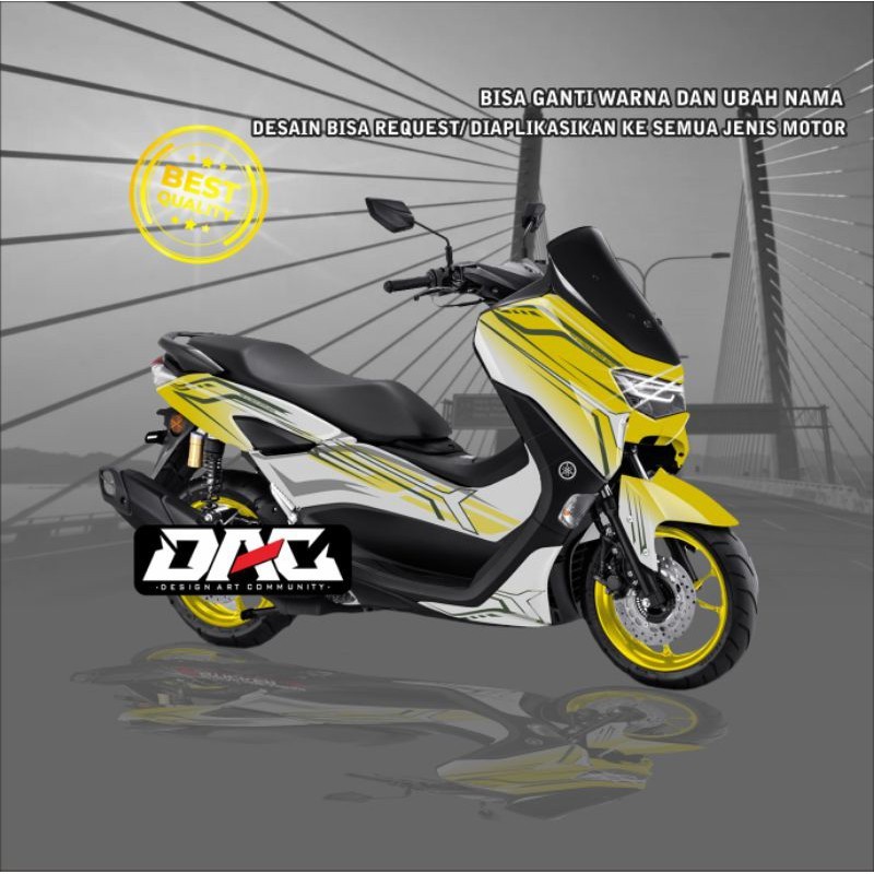 Sticker Decal full body grafis simple nmax kuning putih