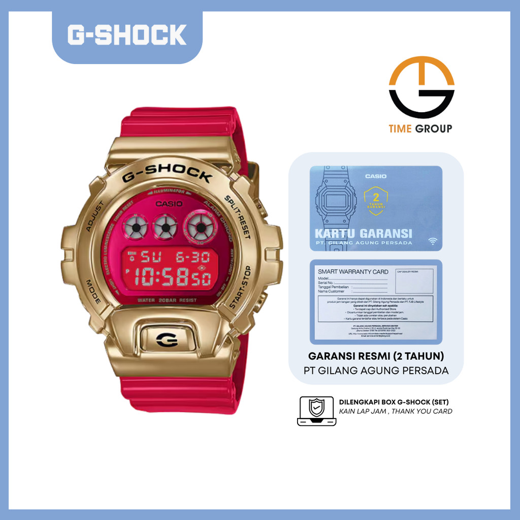 JAM TANGAN PRIA CASIO G-SHOCK G-STEEL GM6900CX-4DR GM-6900CX-4 DIGITAL RED RESIN STRAP