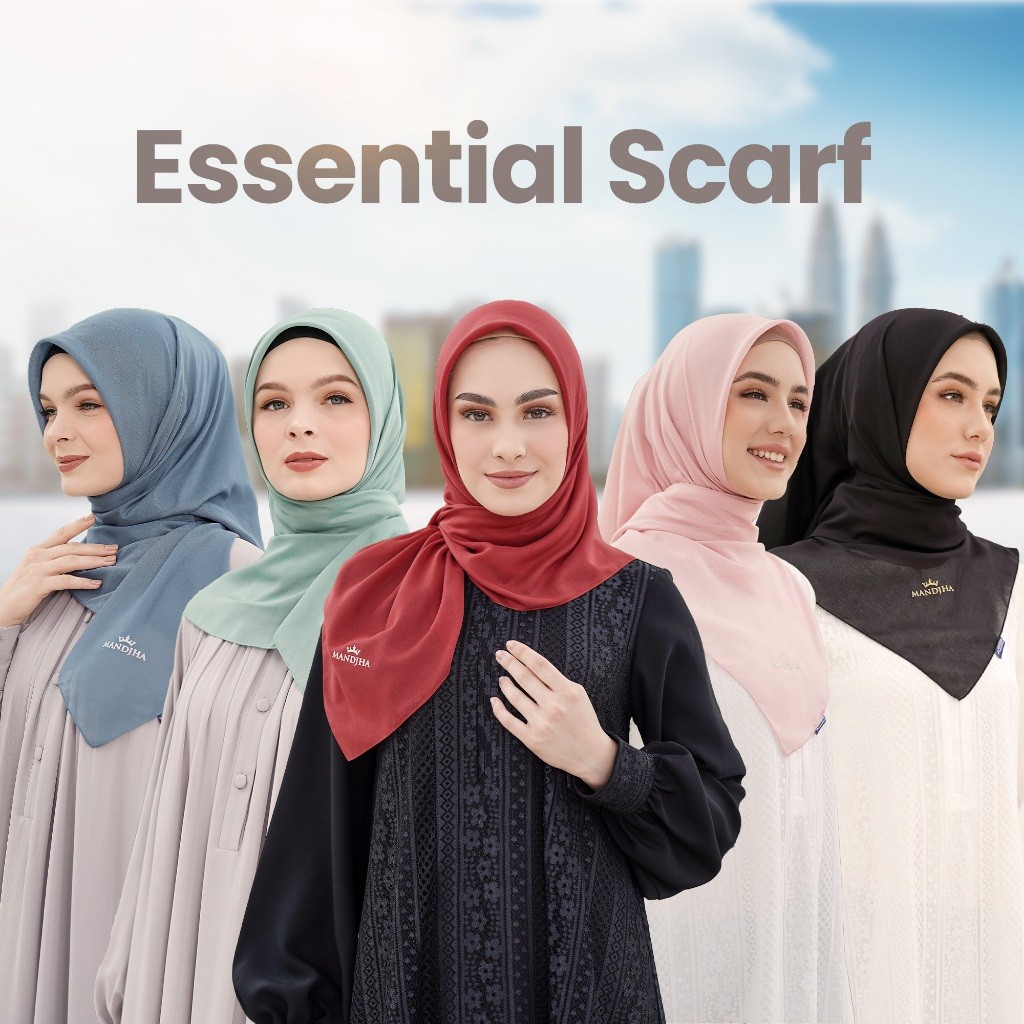 (LAVURE) MANDJHA Essential Scarf ALL Colour By IVAN GUNAWAN - Jilbab Hijab Segi Empat Polos ORIGINAL