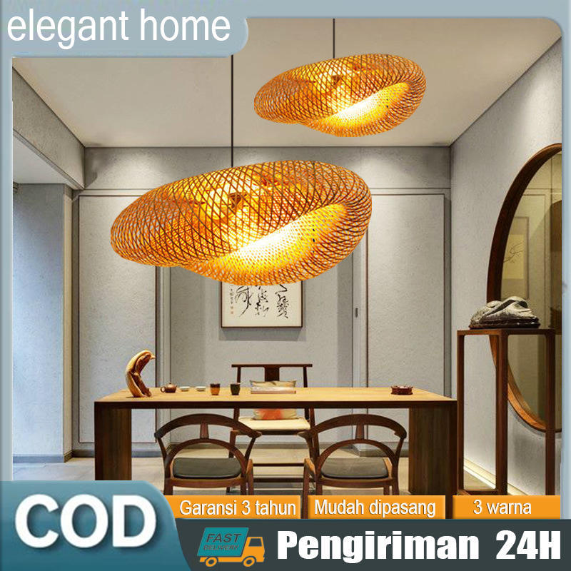 Lampu Gantung Rotan Lampu Hias Ruang Tamu Lampu Gantung Aesthetic Minimalis Lampu Gantung Meja Makan