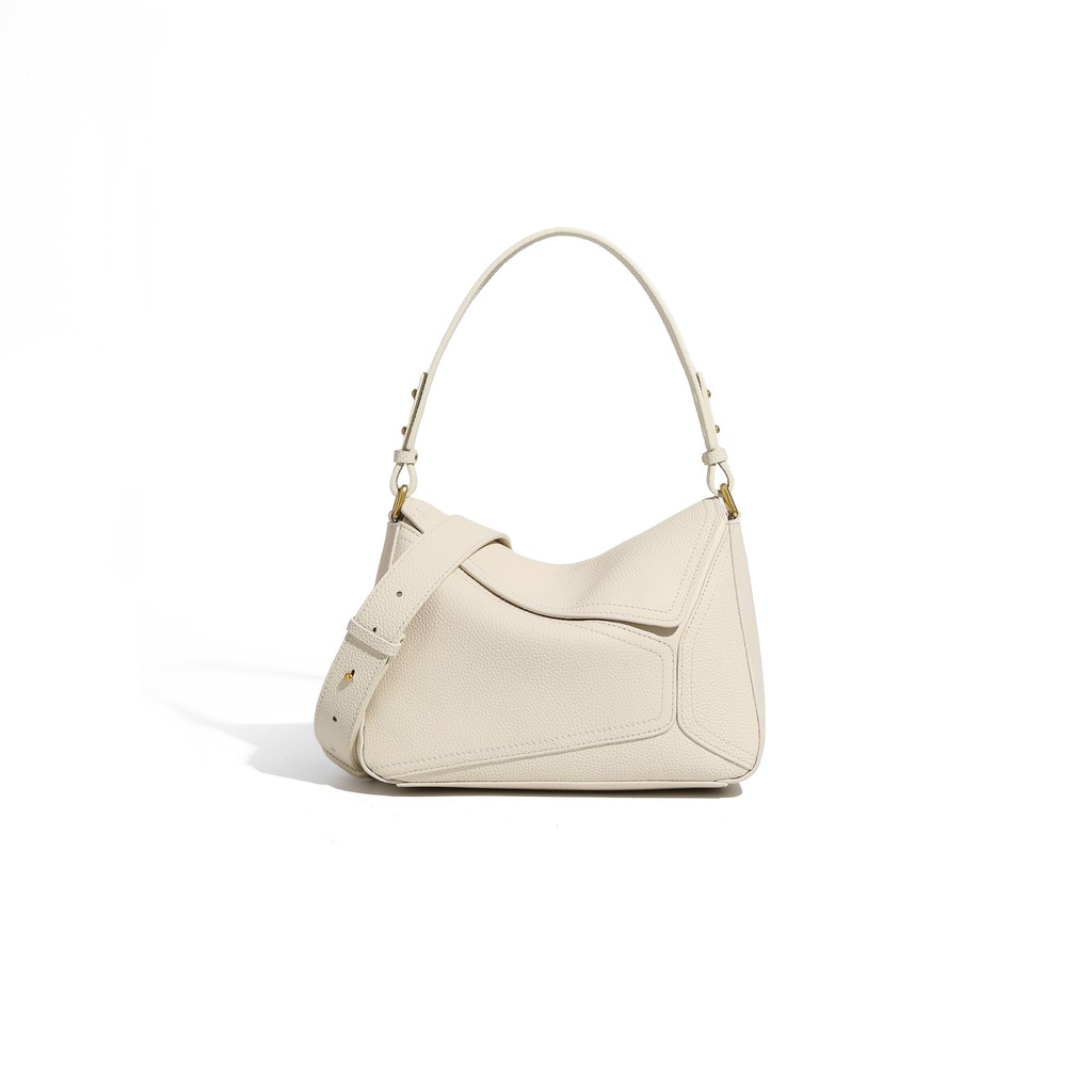 JIUFENG Tas Tangan Wanita Kulit Sapi Top Grain Motif Geometris Tas Bahu Tas Selempang