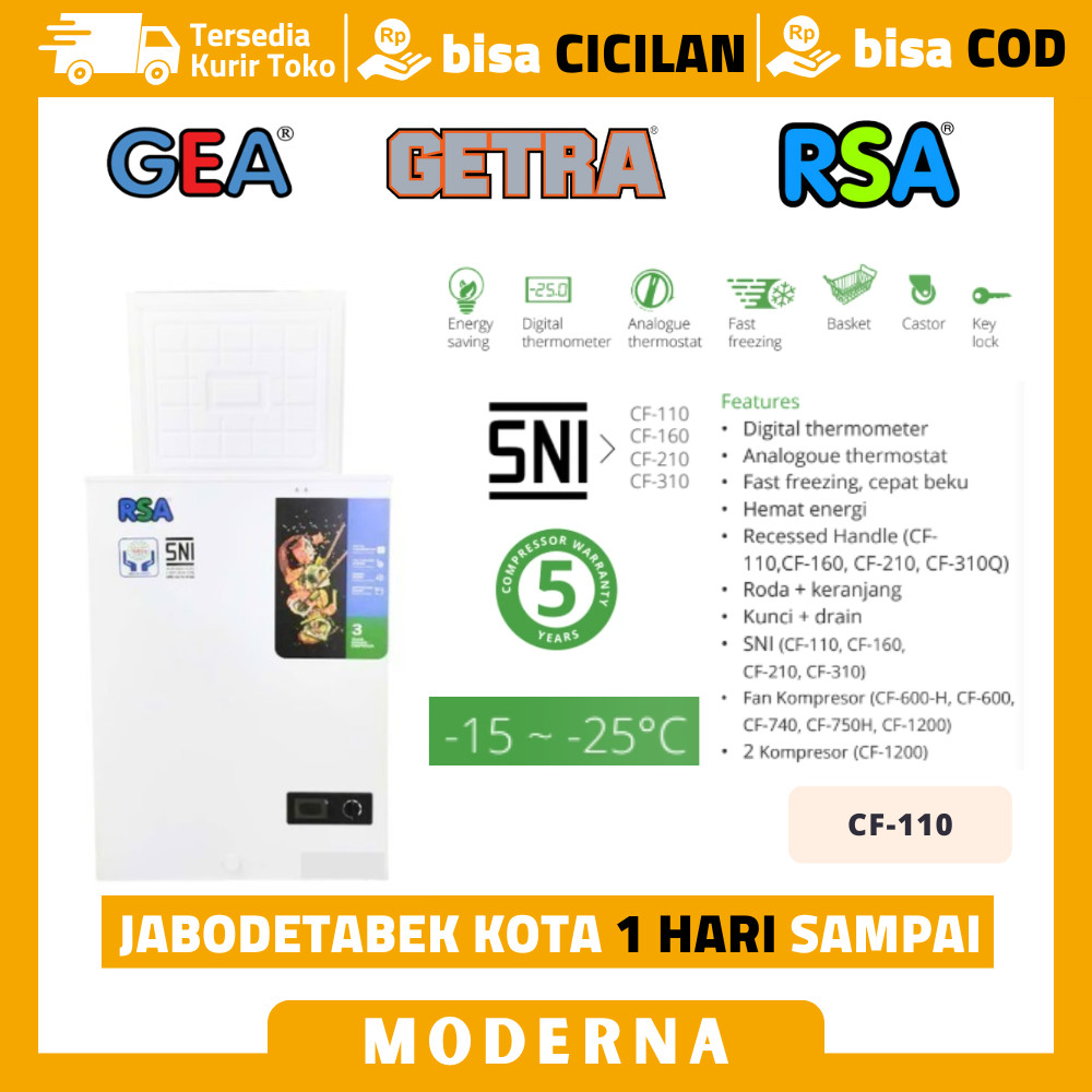 Chest Freezer Rsa Cf-110 Chest Freezer 100 Liter Original