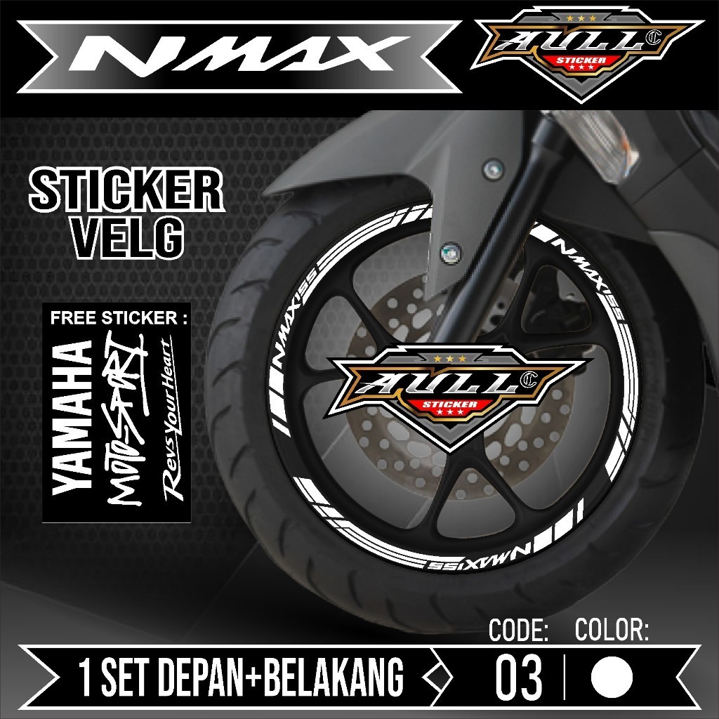 Sticker Velg Nmax Cutting Velg Motor Yamaha NMAX Old List Stiker Cutting Velk Ban Variasi Set Depan 