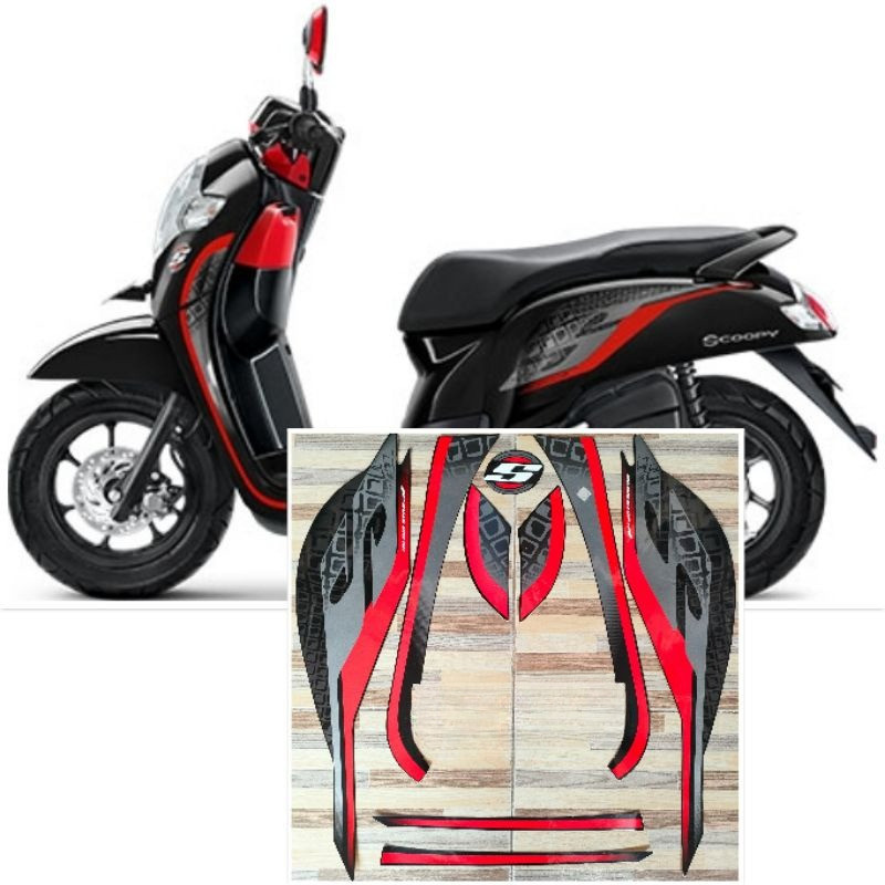 striping original Honda Scoopy Sporty hitam black tahun 2019