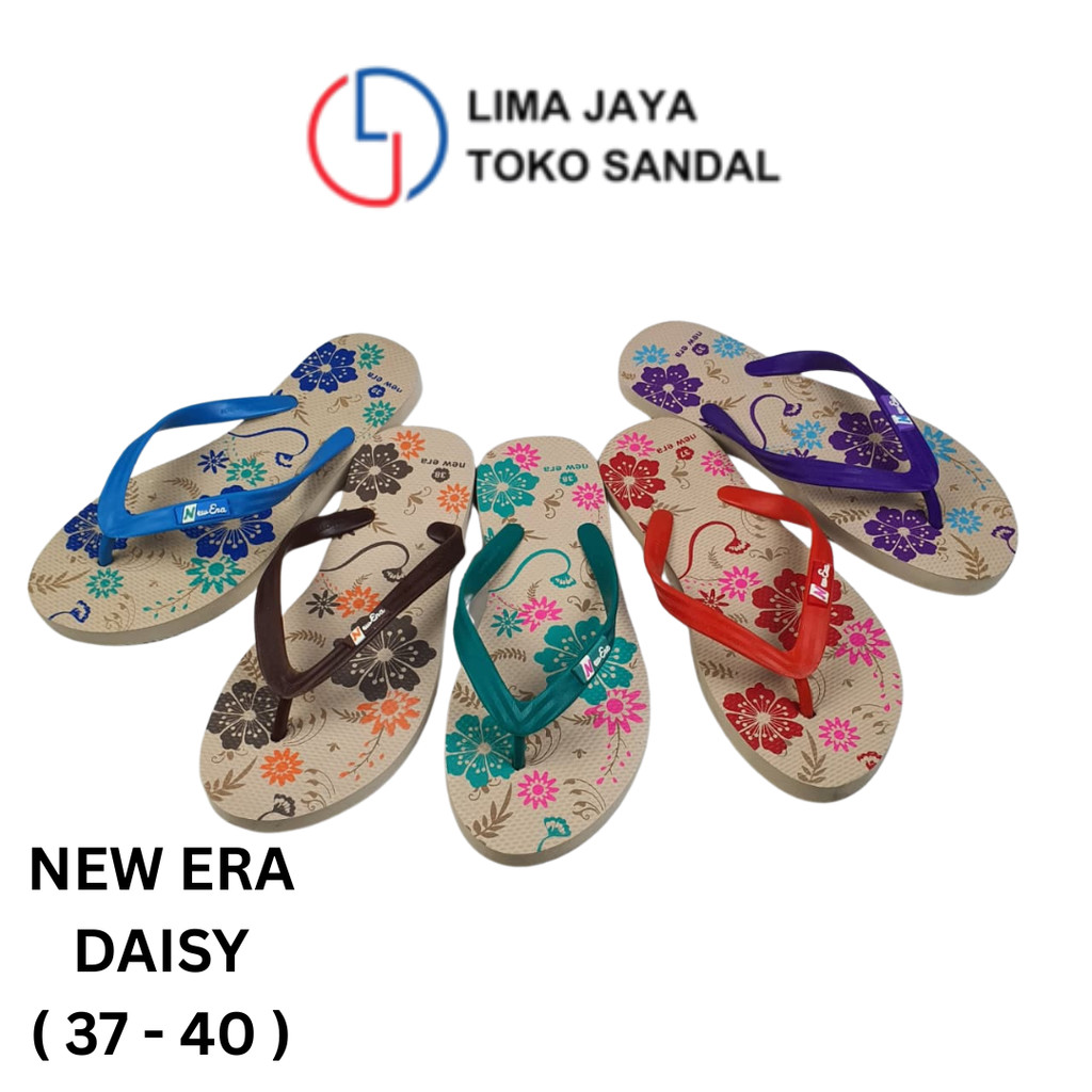 New Era Sandal Jepit Wanita Motif Bunga - New Era DAISY Sandal Cewek Karet Anggun Floral
