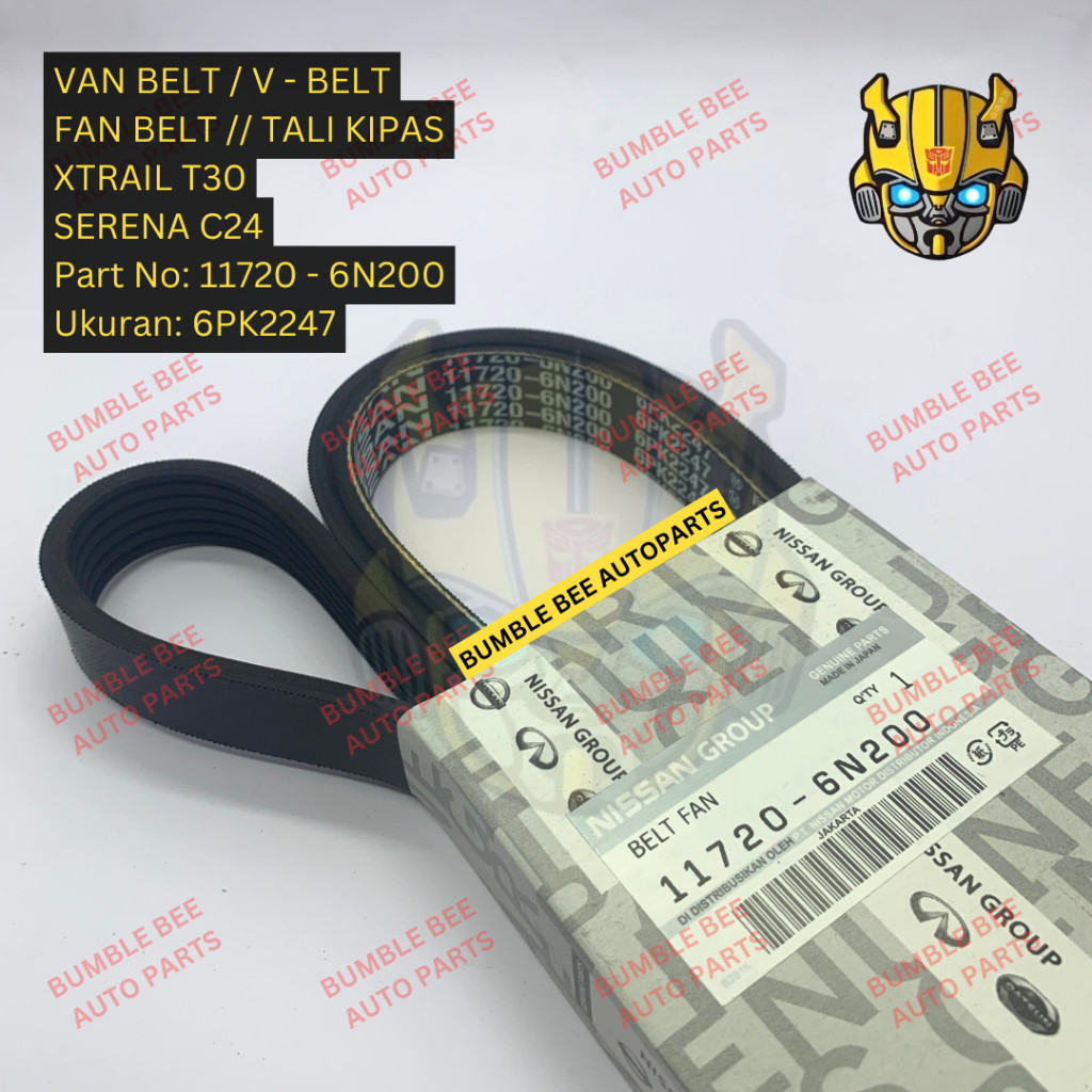 TERLARIS VAN BELT FAN BELT - 6PK2247 - XTRAIL T30 / SERENA C24 - 11720-6N200 - V BELT - TALI KIPAS -