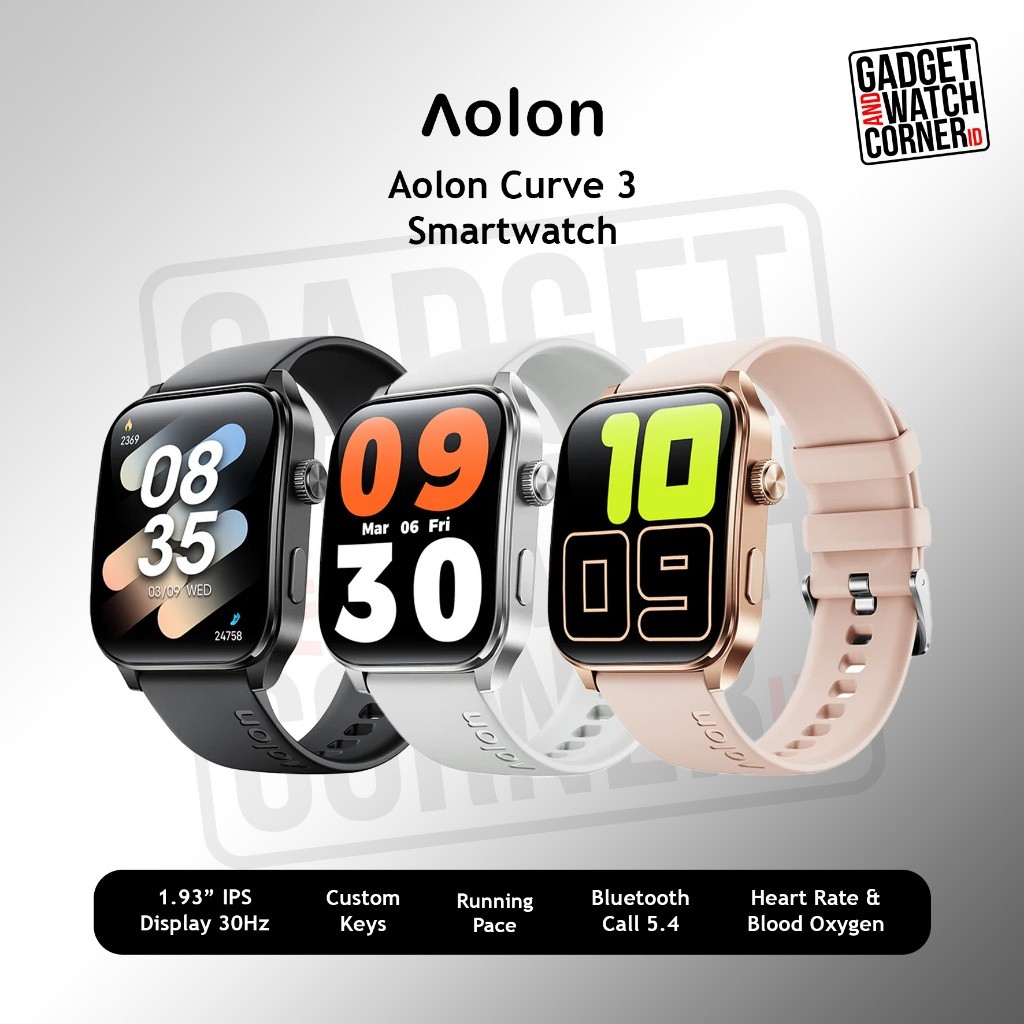 Aolon Curve3 Smartwatch  Zinc Alloy | Kecepatan Lari | IPS 1.93 Inch | Running Pace | IP68