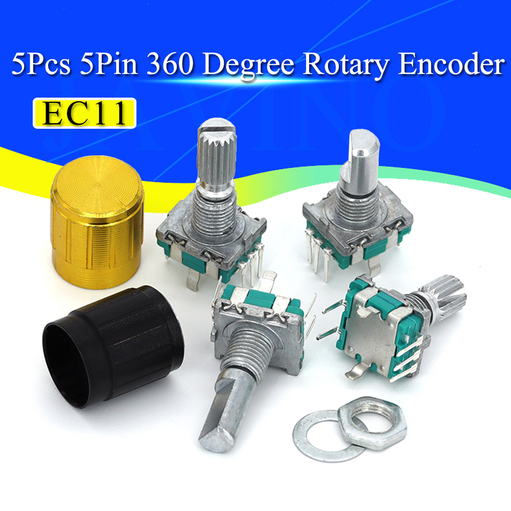 5PCS/LOT 20 Position 360 Degree Rotary Encoder EC11 w Push Button 5Pin Handle Long 15/20MM With A Bu