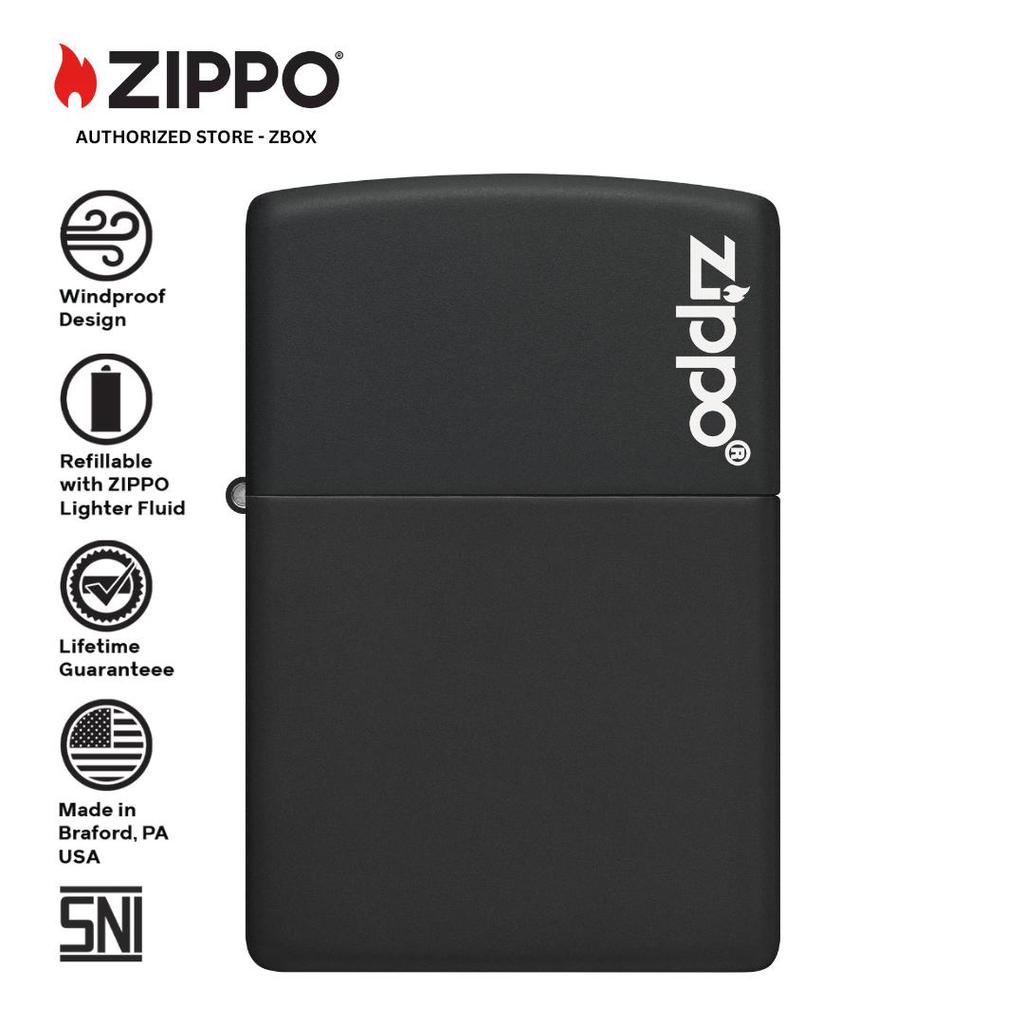 ZIPPO Original  218ZL Black Matte with Zippo Logo - Korek Api Windproof USA