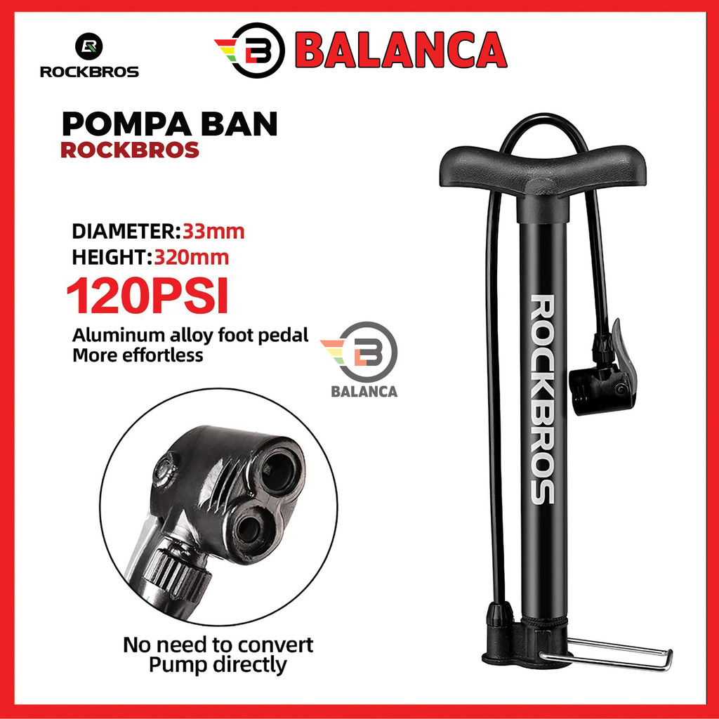 Pompa Ban Sepeda Motor ROCKBROS A320 120 PSI Aluminium Alloy Portable Original