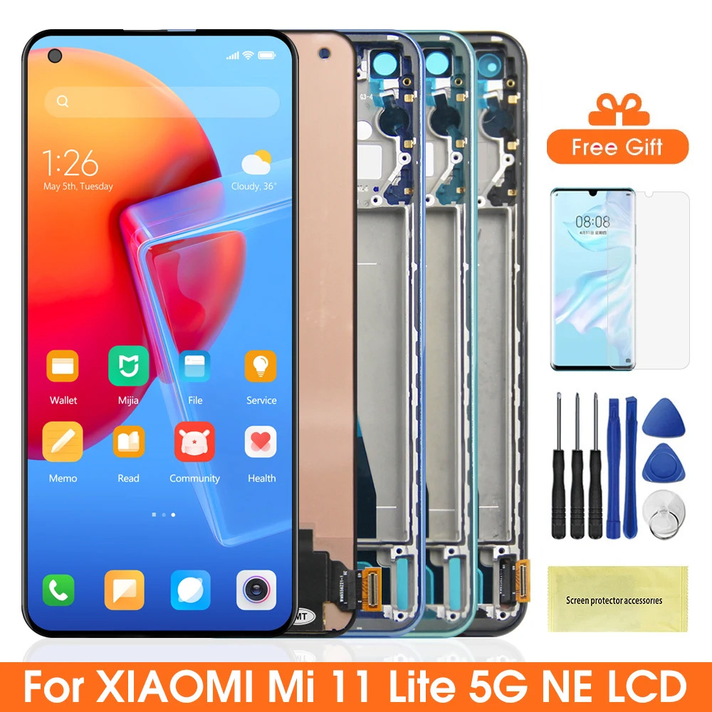 Mi 11 Lite 5G NE Screen, for Xiaomi 11 Lite 5G NE 2109119DG Lcd splay gital Tou Screen with Frame fo