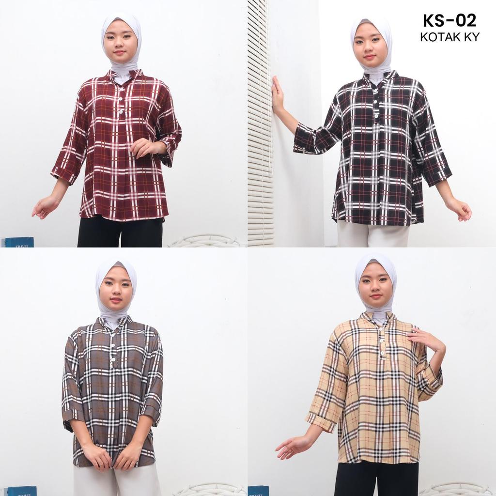 Trend Atasan Wanita Rayon Premium Kotak KS-02A LD110 LD120 Lengan 3/4