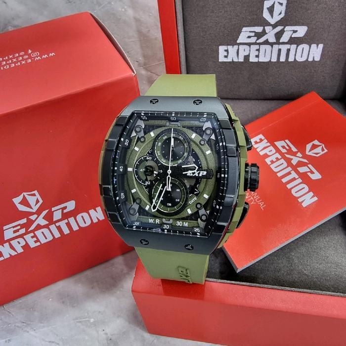Jam Tangan Pria Original Expedition EXP E6782M Rubber - Hijau, E6782M