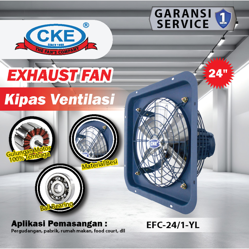 CKE Exhaust Fan 24 Inch Extra DB Hexos Dinding Ventilasi Angin Kencang Pabrik Gudang Industri 220V